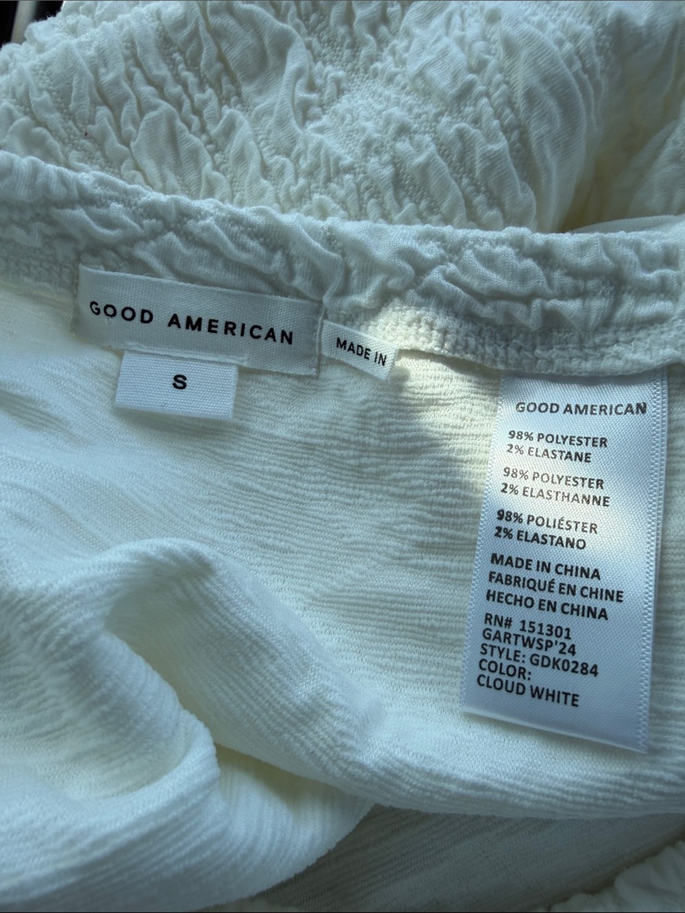 Good American Cloud White Scrunch Textured Midi Skirt - Picture 5 of 5